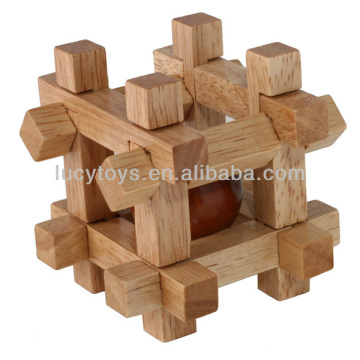 wooden ball in cube puzzle box